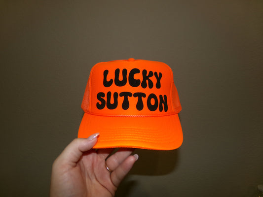 Orange/black trucker hat