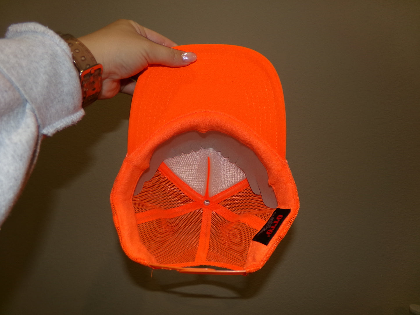 Orange/black trucker hat