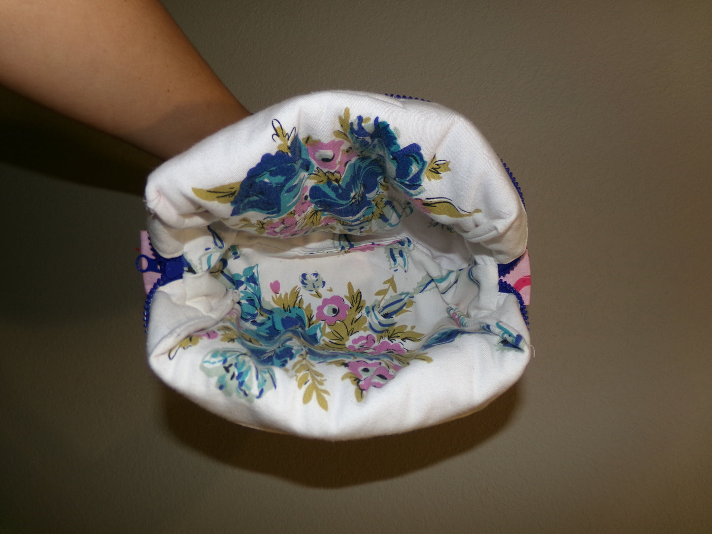 Pink western cowboy/thrifted towel makeup bag - size small