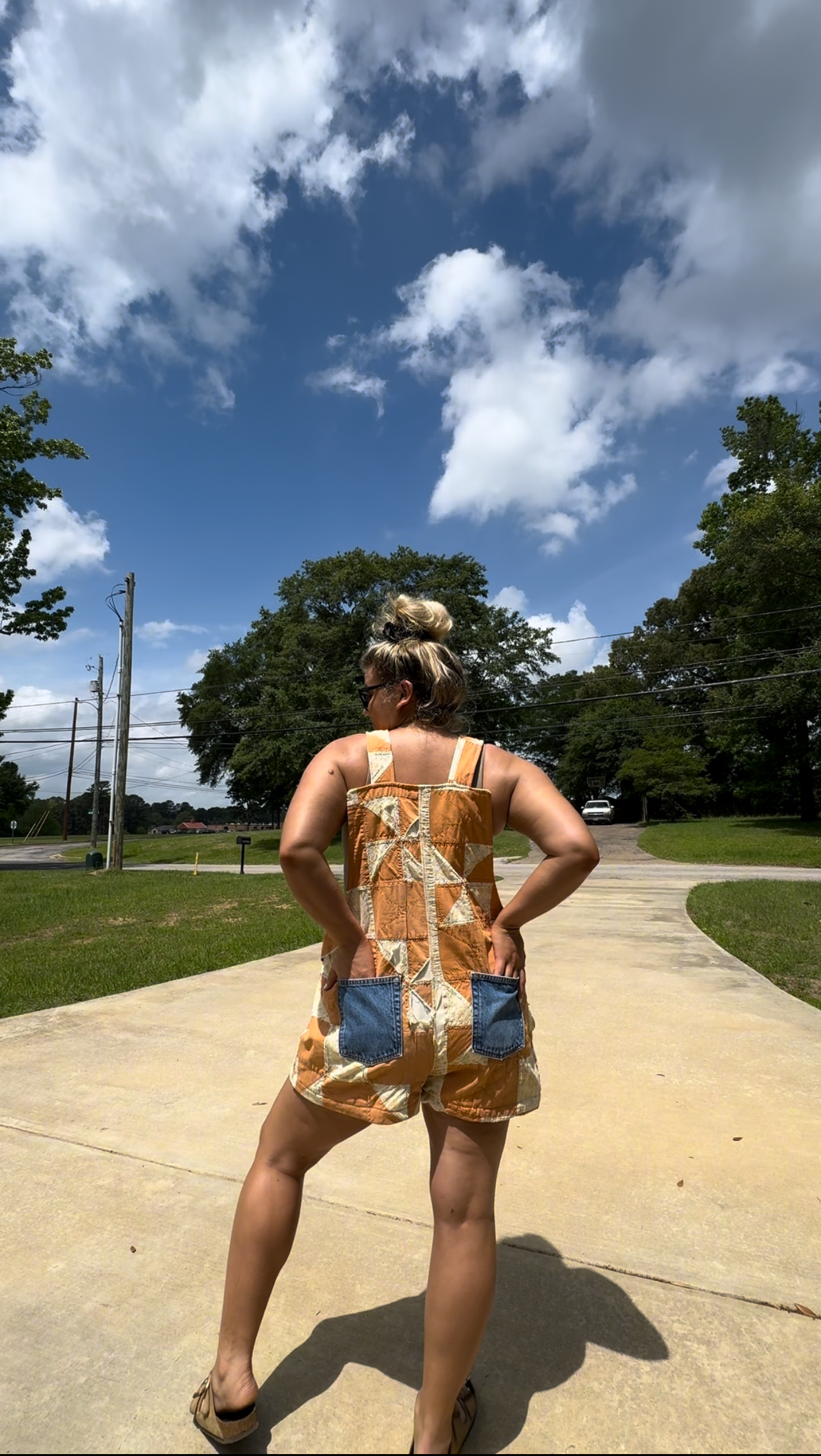 Quilted overalls - shorts version