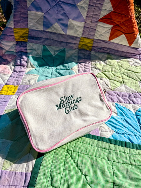 Slow mornings club canvas bag