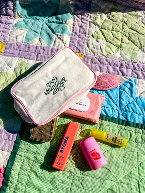 Slow mornings club canvas bag